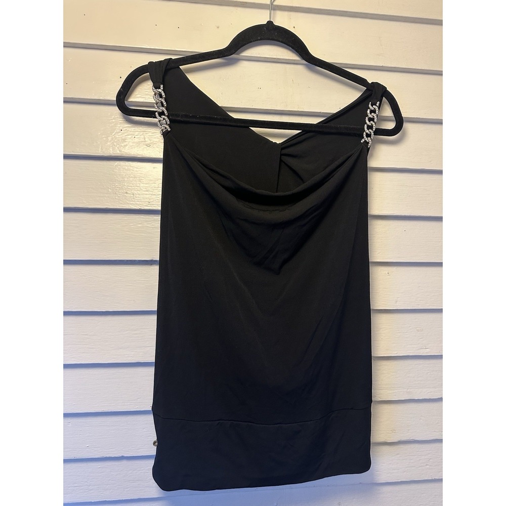 Black Y2k Iconic Chain Club Top Cache Size L Low Back NWT